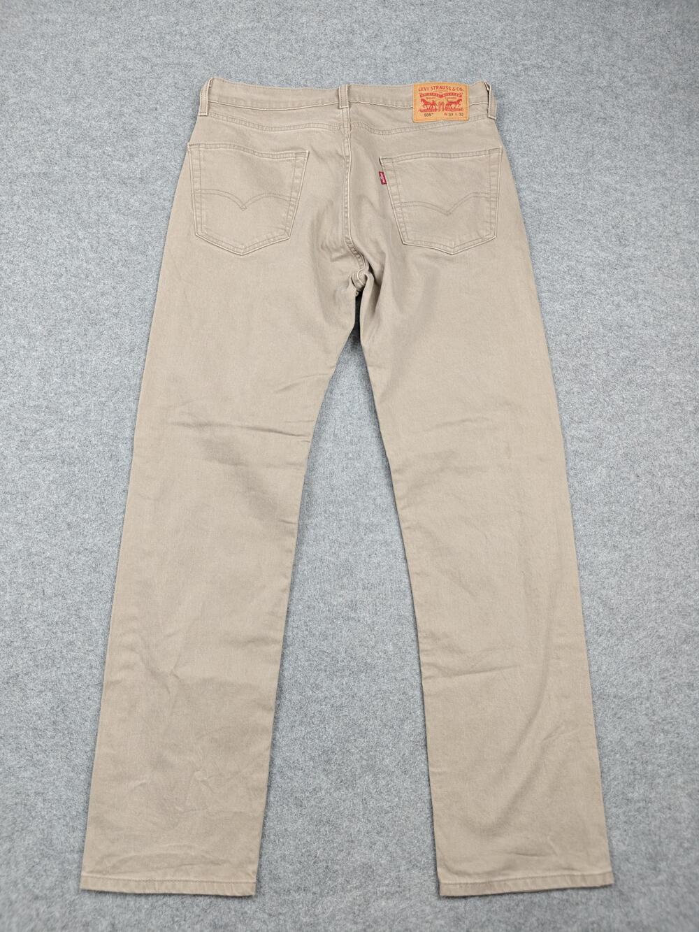 Levi's Jeans Mens 33x32 Beige Straight Regular Fit Stretch Cotton Denim 505 - Picture 7 of 12